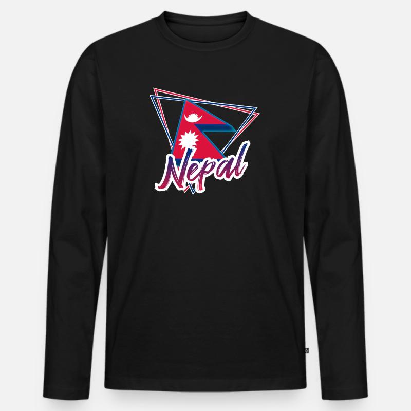 Nepal - Männer Premium Bio Langarmshirt - Schwarz