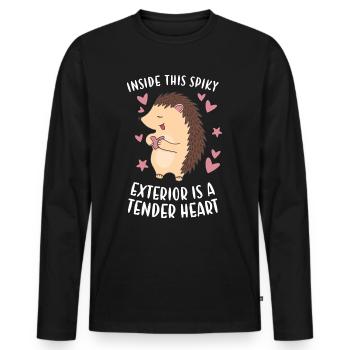Inside This Spiky Exterior Is A Tender Heart - Men's Premium Organic Long Sleeve Shirt - black - Front - Nico (187cm)