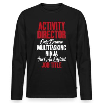 Chef d’activité Ninja Coordinateur d’activités - T-shirt manches longues Premium bio Homme - noir - Devant - Nico (187cm)