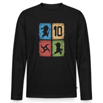 Ninjas 10. Geburtstag Kinder 10 Jahre alt Ninja - Männer Premium Bio Langarmshirt - Schwarz - Vorne - Nico (187cm)