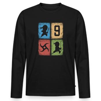 Ninjas 9th Birthday Kids 9 Years Old Ninja - Men's Premium Organic Long Sleeve Shirt - black - Front - Nico (187cm)