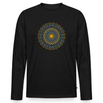 Mandala Mantra Hindouisme Bouddhisme - T-shirt manches longues Premium bio Homme - noir - Devant - Nico (187cm)