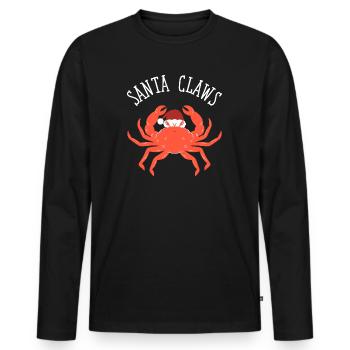 Santa Claws Crab Christmas Pun Puns Santa Claus - Men's Premium Organic Long Sleeve Shirt - black - Front - Nico (187cm)