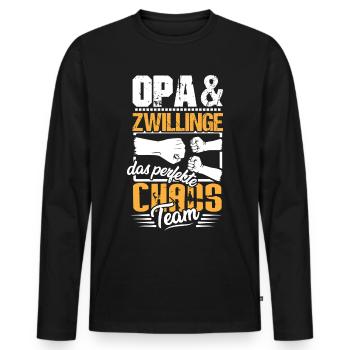 Opa Zwillinge das perfekte Team - Männer Premium Bio Langarmshirt - Schwarz - Vorne - Nico (187cm)