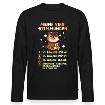 Meine vier Stimmungen - Männer Premium Bio Langarmshirt - Schwarz - Vorne - Nico (187cm)