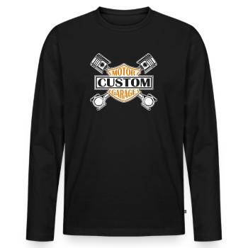 Custom - Motor Garage - Men's Premium Organic Long Sleeve Shirt - black - Front - Nico (187cm)