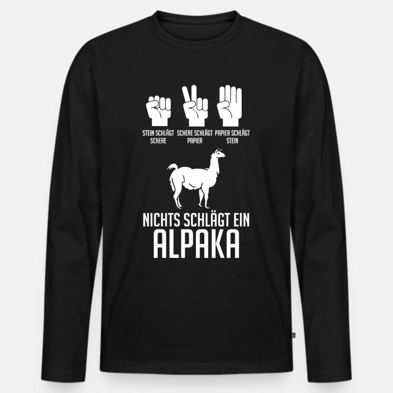 Alpaka - Männer Premium Bio Langarmshirt - Schwarz