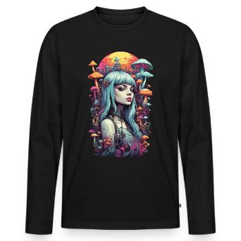 Champignon spirituel monde Goa fille Design - T-shirt manches longues Premium bio Homme - noir - Devant - Nico (187cm)