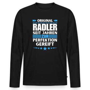 Zur Perfektion gereifter Radler - Männer Premium Bio Langarmshirt - Schwarz - Vorne - Nico (187cm)
