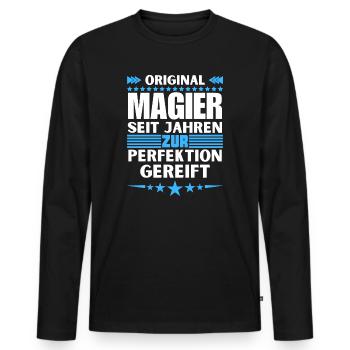 Magicians Matured to Perfection - Men's Premium Organic Long Sleeve Shirt - black - Front - Nico (187cm)