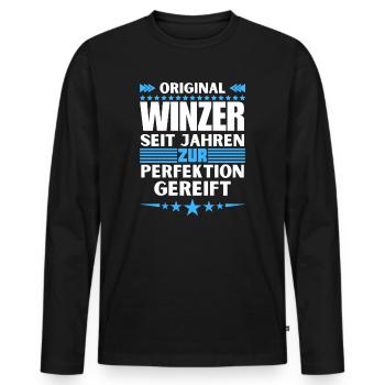 Winemakers matured to perfection - Men's Premium Organic Long Sleeve Shirt - black - Front - Nico (187cm)