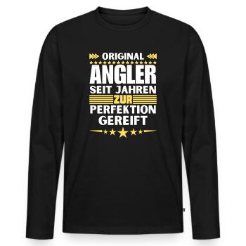 Anglers matured to perfection - Men's Premium Organic Long Sleeve Shirt - black - Front - Nico (187cm)