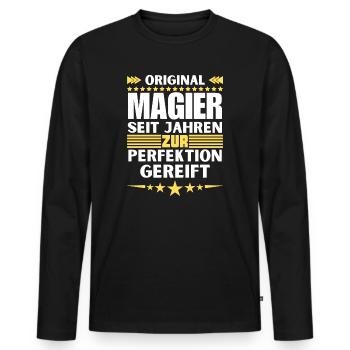 Magicians Matured to Perfection - Men's Premium Organic Long Sleeve Shirt - black - Front - Nico (187cm)