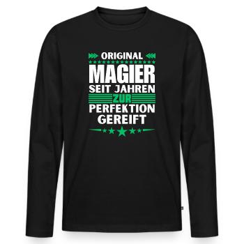 Magicians Matured to Perfection - Men's Premium Organic Long Sleeve Shirt - black - Front - Nico (187cm)