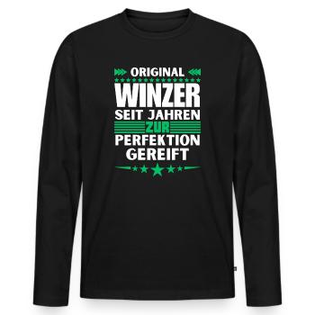 Winemakers matured to perfection - Men's Premium Organic Long Sleeve Shirt - black - Front - Nico (187cm)