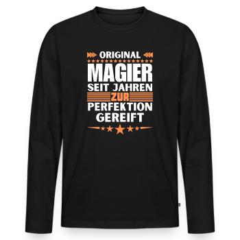 Magicians Matured to Perfection - Men's Premium Organic Long Sleeve Shirt - black - Front - Nico (187cm)