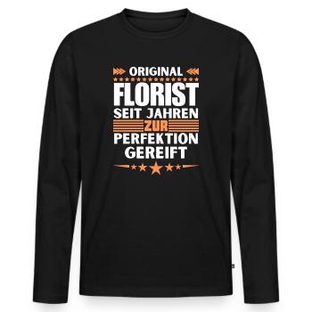 Florist matured to perfection - Men's Premium Organic Long Sleeve Shirt - black - Front - Nico (187cm)