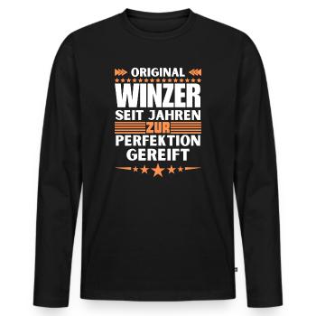 Des vignerons mûris à la perfection - T-shirt manches longues Premium bio Homme - noir - Devant - Nico (187cm)