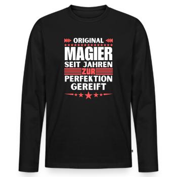 Magicians Matured to Perfection - Men's Premium Organic Long Sleeve Shirt - black - Front - Nico (187cm)