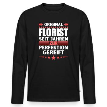 Fleuriste mûri à la perfection - T-shirt manches longues Premium bio Homme - noir - Devant - Nico (187cm)