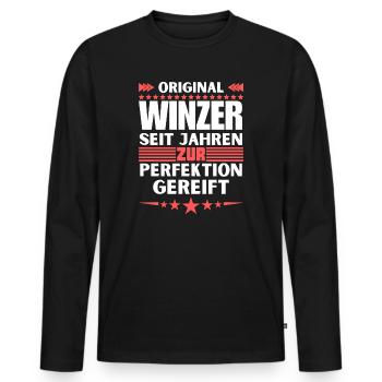 Winemakers matured to perfection - Men's Premium Organic Long Sleeve Shirt - black - Front - Nico (187cm)