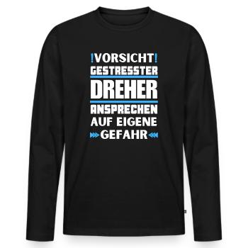 Ne parlez pas aux tourneurs stressés ! - T-shirt manches longues Premium bio Homme - noir - Devant - Nico (187cm)
