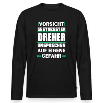 Ne parlez pas à un tourneur stressé ! - T-shirt manches longues Premium bio Homme - noir - Devant - Nico (187cm)