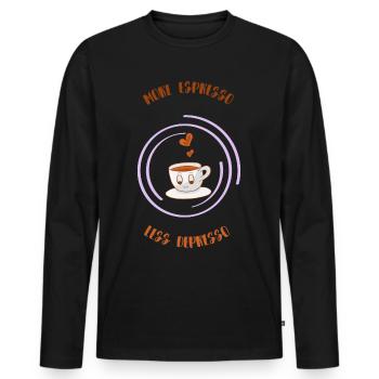 Espresso, Coffee, Kaffee, Latte, Geschenkidee, Fun - Männer Premium Bio Langarmshirt - Schwarz - Vorne - Nico (187cm)