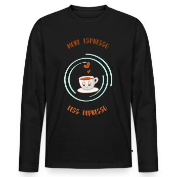 Espresso, Coffee, Kaffee, Latte, Geschenkidee, Fun - Männer Premium Bio Langarmshirt - Schwarz - Vorne - Nico (187cm)
