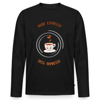 Espresso, Café, Café, Latte, Idée cadeau, Fun - T-shirt manches longues Premium bio Homme - noir - Devant - Nico (187cm)