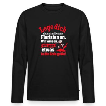 Mit Florist anlegen - Männer Premium Bio Langarmshirt - Schwarz - Vorne - Nico (187cm)