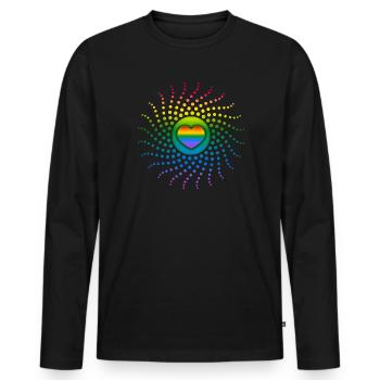 Regenbogen Herz, Gay Pride, LGBT, LGBTQ, Rave, CSD - Männer Premium Bio Langarmshirt - Schwarz - Vorne - Nico (187cm)