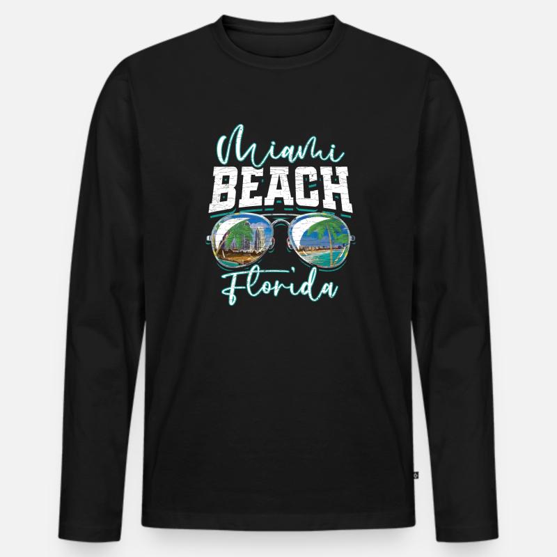 Miami Beach Florida - Männer Premium Bio Langarmshirt - Schwarz