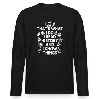 Geschichte Lehrer - Männer Premium Bio Langarmshirt - Schwarz - Vorne - Nico (187cm)