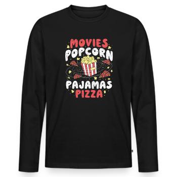 Movies Popcorn Geschenk - Männer Premium Bio Langarmshirt - Schwarz - Vorne - Nico (187cm)