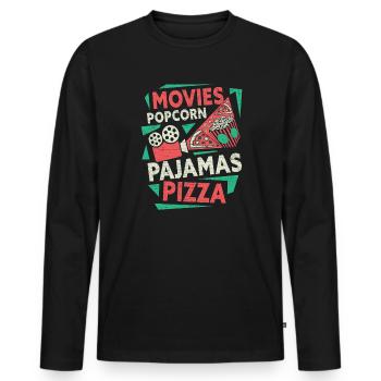 Kino Movies Popcorn - Männer Premium Bio Langarmshirt - Schwarz - Vorne - Nico (187cm)