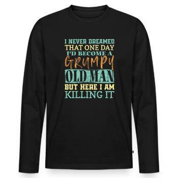 Großvater Geschenk Opa Geschenkidee - Männer Premium Bio Langarmshirt - Schwarz - Vorne - Nico (187cm)