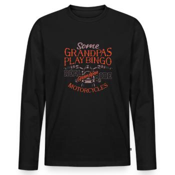 Motorrad Biker Opa Motorradfahrer - Männer Premium Bio Langarmshirt - Schwarz - Vorne - Nico (187cm)