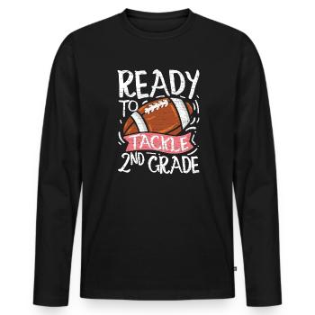 Schulkind 2. Klasse Schüler - Männer Premium Bio Langarmshirt - Schwarz - Vorne - Nico (187cm)