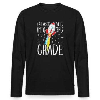 3. Klasse Schüler Schulkind - Männer Premium Bio Langarmshirt - Schwarz - Vorne - Nico (187cm)