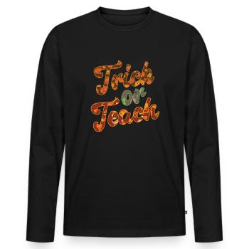 Trick Or Teach Halloween Lehrer - Männer Premium Bio Langarmshirt - Schwarz - Vorne - Nico (187cm)