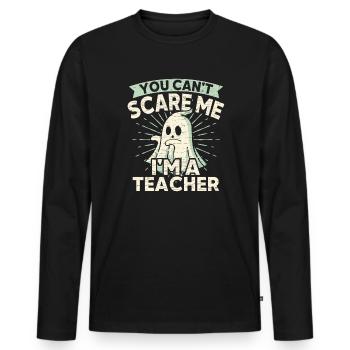 Lehrer Geist Halloween - Männer Premium Bio Langarmshirt - Schwarz - Vorne - Nico (187cm)