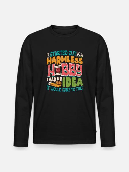 Stricken Nähen - Männer Premium Bio Langarmshirt - Schwarz