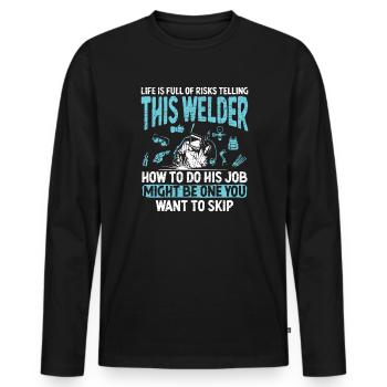 Schweißen Metallarbeiter Schweißer - Männer Premium Bio Langarmshirt - Schwarz - Vorne - Nico (187cm)