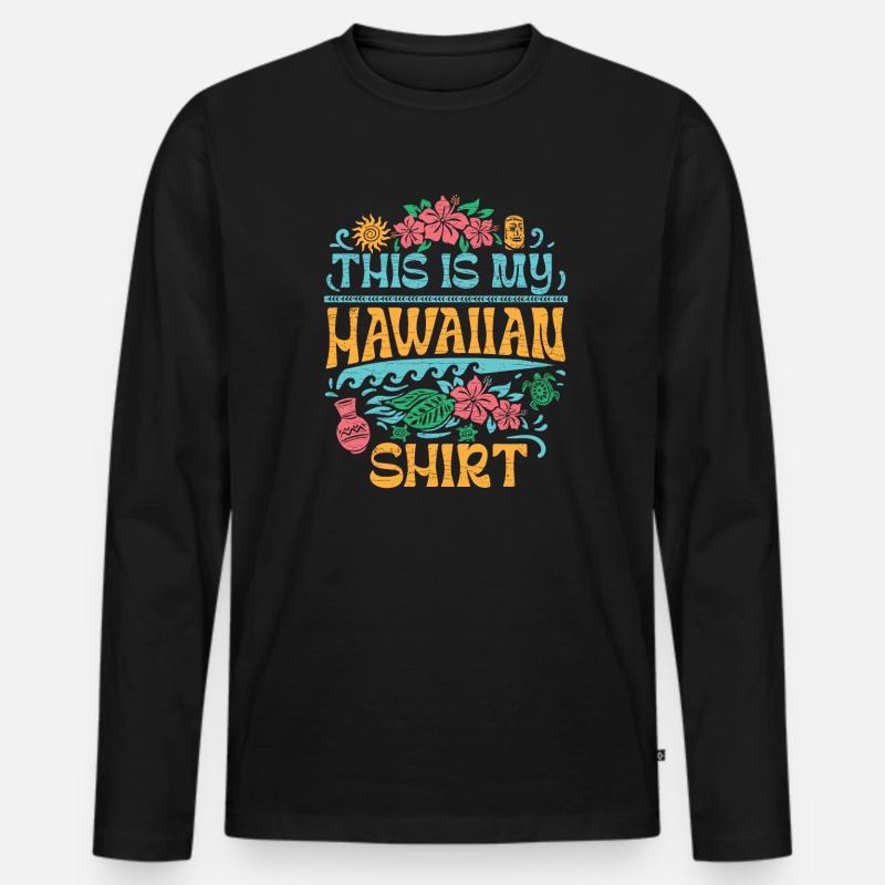 Hawaii Hawaiian - Männer Premium Bio Langarmshirt - Schwarz