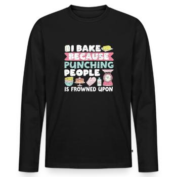 Backen Bäcker - Männer Premium Bio Langarmshirt - Schwarz - Vorne - Nico (187cm)