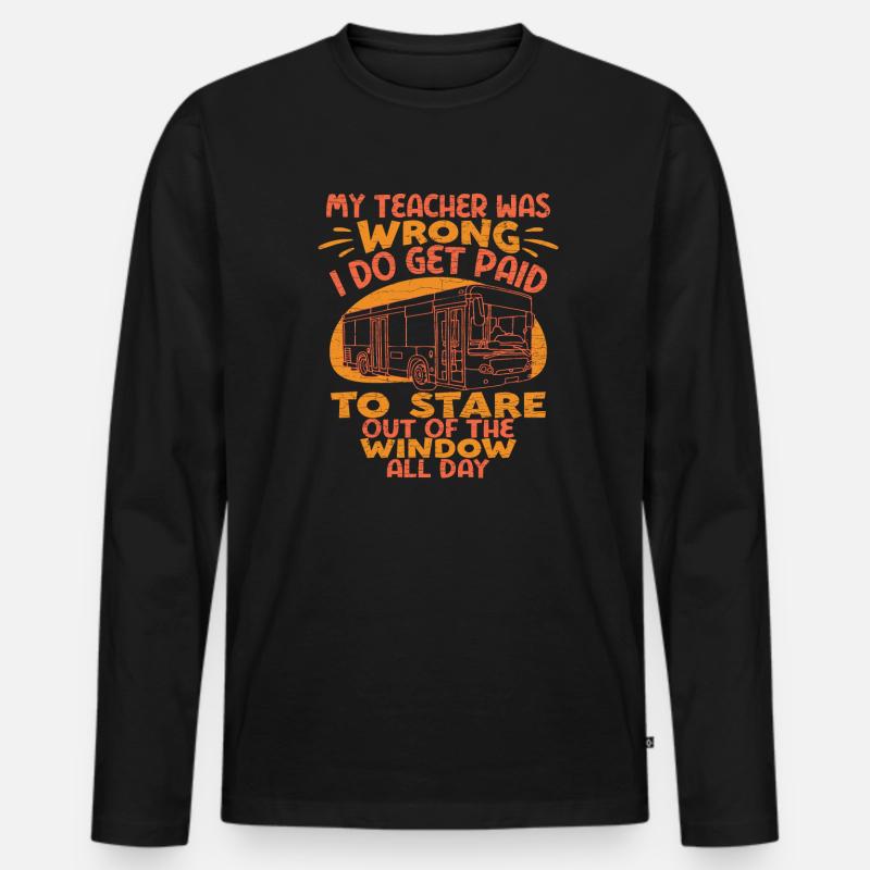 Schulbus Busfahrer Geschenk Bus - Männer Premium Bio Langarmshirt - Schwarz
