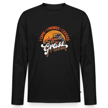 Mähen Landschaftsbau Rasenmäher Rasenmähen - Männer Premium Bio Langarmshirt - Schwarz - Vorne - Nico (187cm)