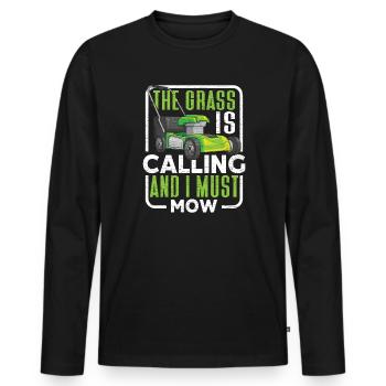 Rasenmäher Mähen - Männer Premium Bio Langarmshirt - Schwarz - Vorne - Nico (187cm)