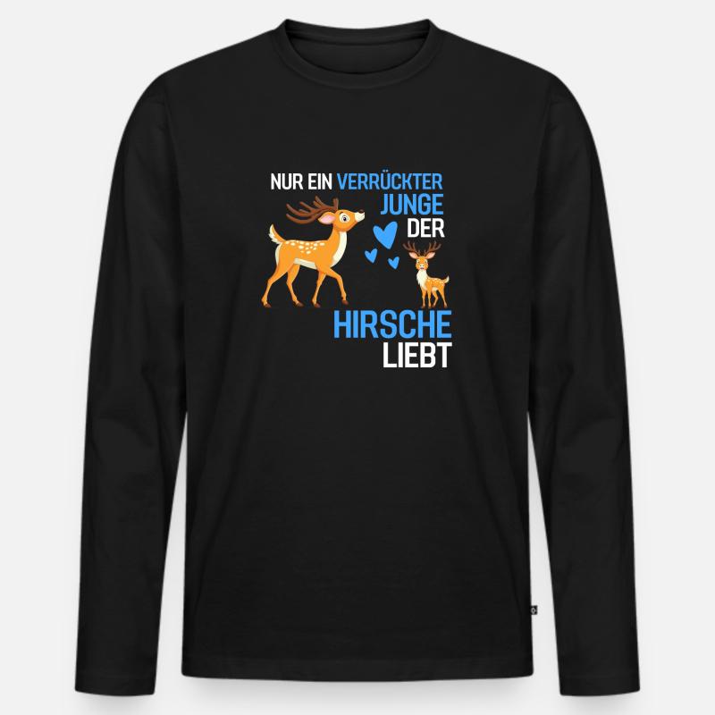 Waldtier Jungen Tierliebhaber Geschenk Hirsch - Männer Premium Bio Langarmshirt - Schwarz